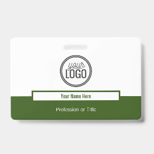 Modern Green Colour Block Professional Name Tag ID Badge