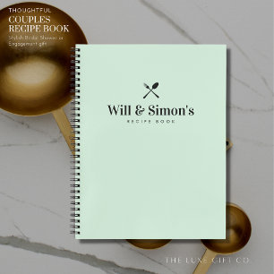 Modern Green Couples Engagement Gift Blank Recipe Notebook