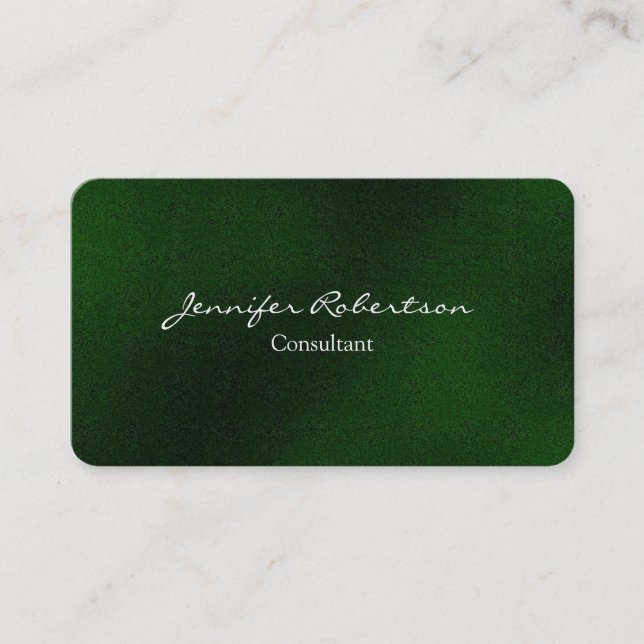 Modern Green Creative Plain Unique Business Card (Front)