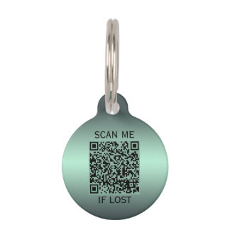 Modern Green Custom QR Code Custom Pet ID Tag