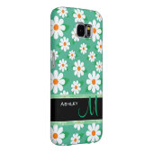 Modern Green Daisy Floral Flowers Pattern Monogram Case-Mate Samsung Galaxy Case (Back/Right)