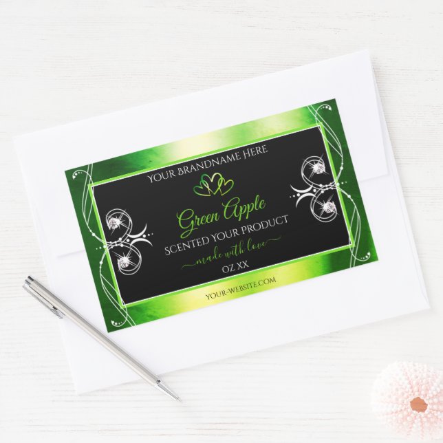 Modern Green Dazzling Product Labels Jewels Black (Envelope)