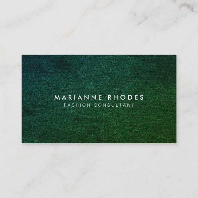 Modern Green Denim Minimalistic Business Card (Front)