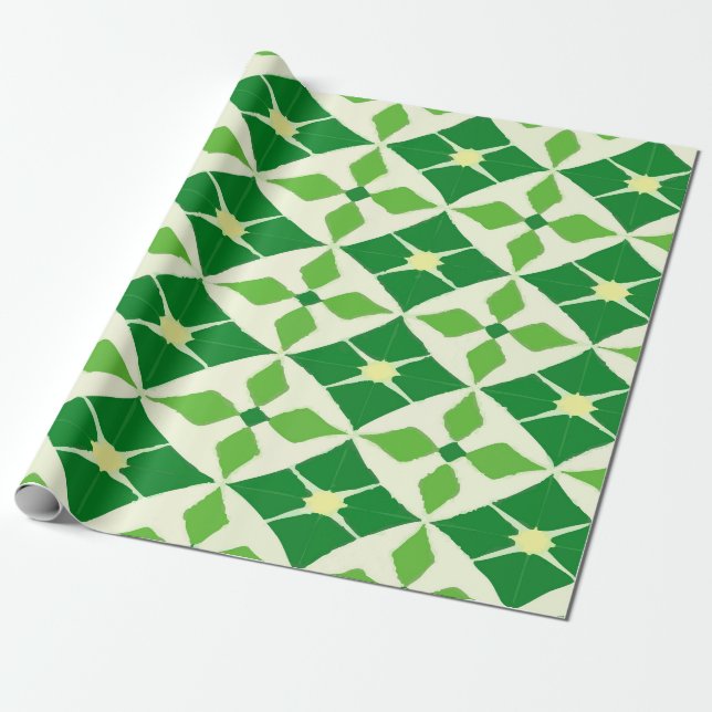 Modern Green Diamond Abstract Pattern – Stylish Wrapping Paper (Unrolled)