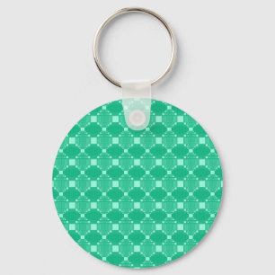Modern Green Diamond And Squares Pattern Key Ring