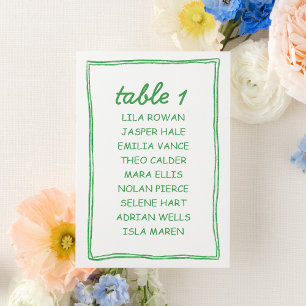 Modern Green Doodle Wedding Seating Chart Card
