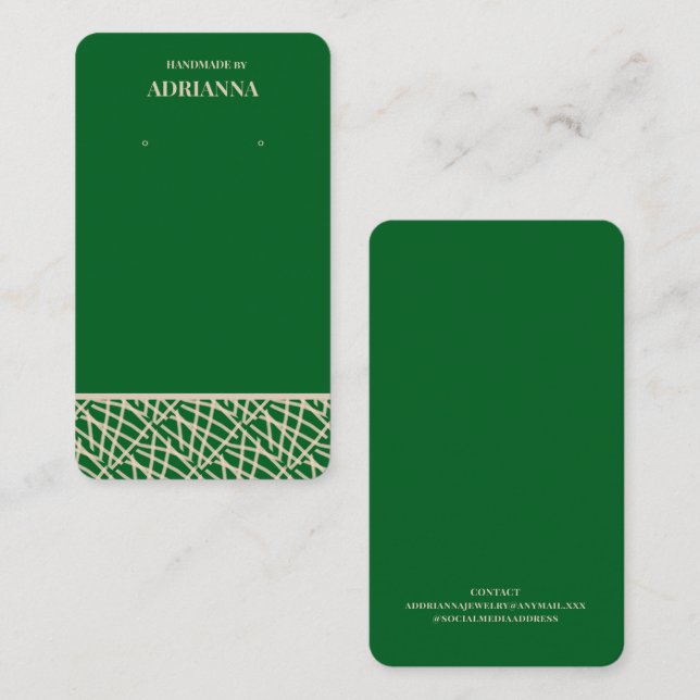 Modern Green Earring Display  Business Card (Front/Back)