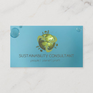 Modern green earth logo sustainability consultant business card