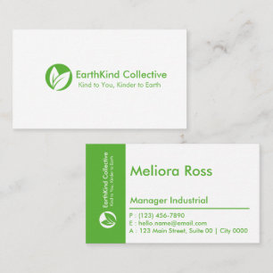 Modern Green Eco Friendly Clean Fresh Minimalist Business Card