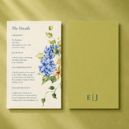 Modern Green Editorial Orchid & Anthurium Wedding Enclosure Card
