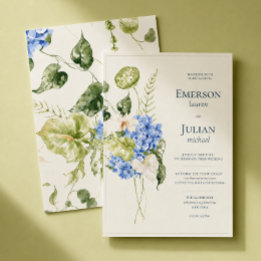 Modern Green Editorial Orchid & Anthurium Wedding Invitation