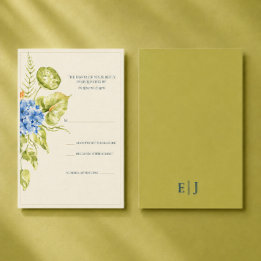 Modern Green Editorial Orchid & Anthurium Wedding RSVP Card