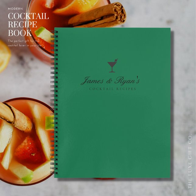 Modern Green Engagement Gift Blank Cocktail Recipe Notebook (Creator Uploaded)