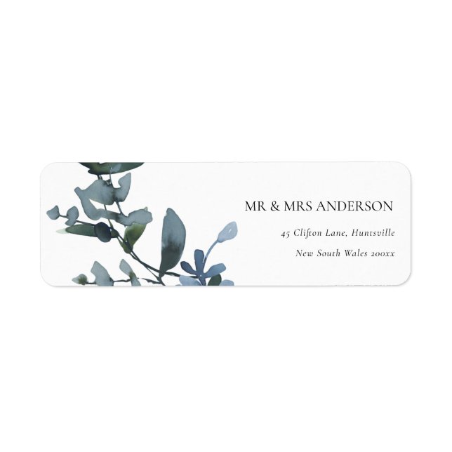 MODERN GREEN EUCALYPTUS FOLIAGE WATERCOLOR ADDRESS (Front)