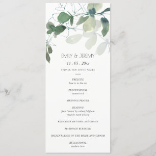 MODERN GREEN EUCALYPTUS FOLIAGE WATERCOLOR PROGRAM MENU