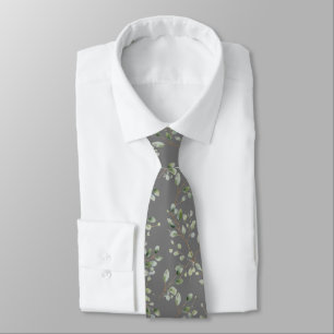 Modern Green Eucalyptus Leaf Pattern  Tie