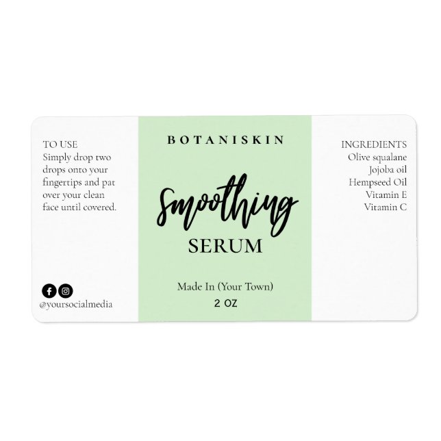 Modern Green Face Serum Labels (Front)