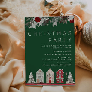 Modern Green Family or Office Christmas Party Invitation