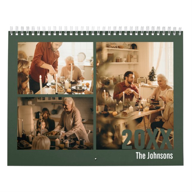 Modern Green Family Photo Calendar (Cover)