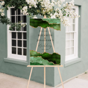 Modern Green Faux Gold Wedding Welcome Acrylic Sign