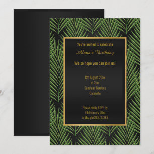 MODERN GREEN FERN BOTANICAL BLACK ALL OCCASION INVITATION