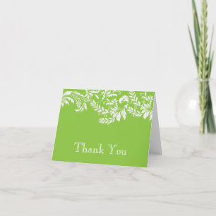 Modern Green Floral Leaf Flourish Thank You Note Card