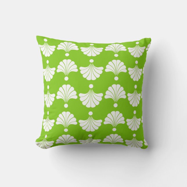Modern Green Floral Pattern Pillow (Front)