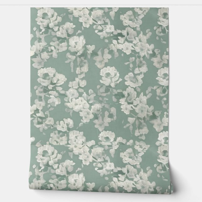 Modern green flower design wallpaper (Unrolling)