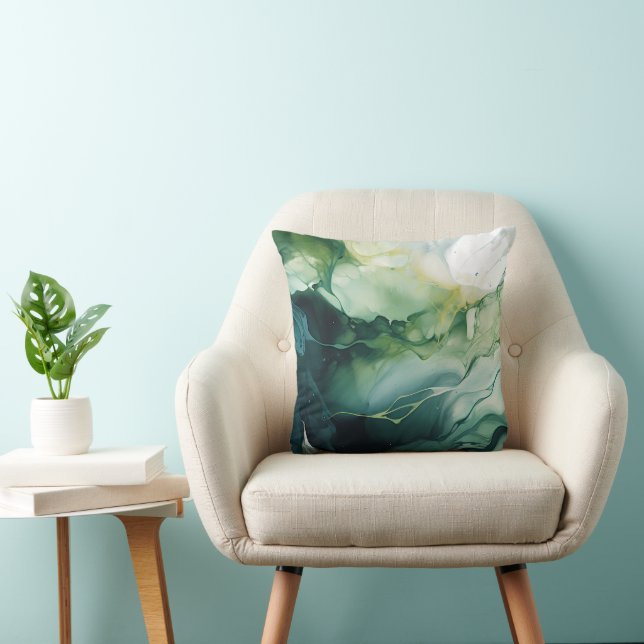 Modern Green Fluid Abstract  Cushion (Chair)