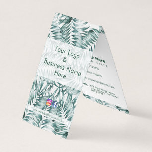 Modern green foliage fern leaf design business card