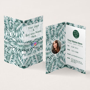 Modern green foliage fern leaf design business card