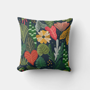 Modern Green Foliage Floral Pattern Cushion