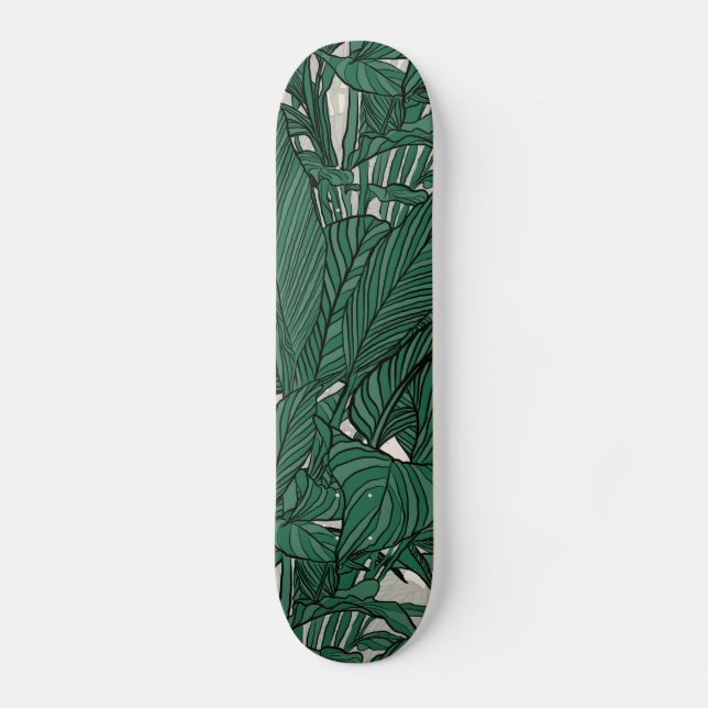 Modern Green foliage plant Botanical design Skateboard (Front)