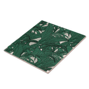 Modern Green foliage plant Botanical design Tile