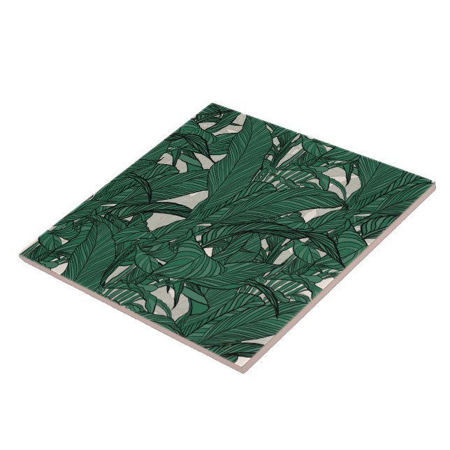 Modern Green foliage plant Botanical design Tile (Side)