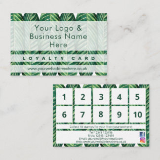 Modern green foliage wax leaf design Loyalty Card