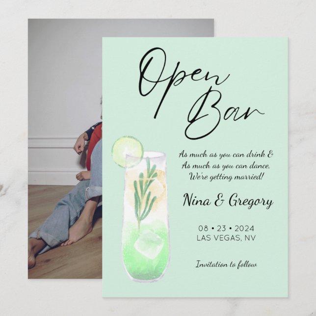 Modern Green Funny Photo  Save The Date (Front/Back)