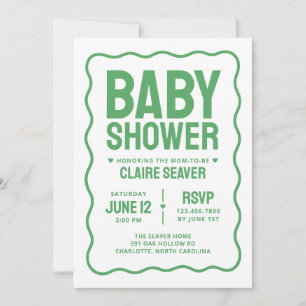Modern Green Gender Neutral Baby Shower Invitation