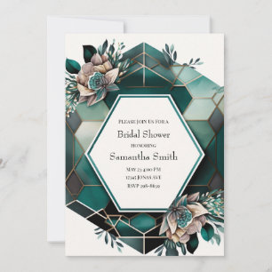 Modern Green Geometric Bridal Shower Invitation
