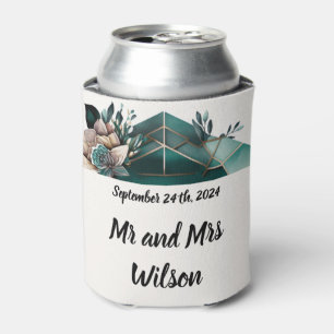 Modern Green Geometric Design Can Cooler