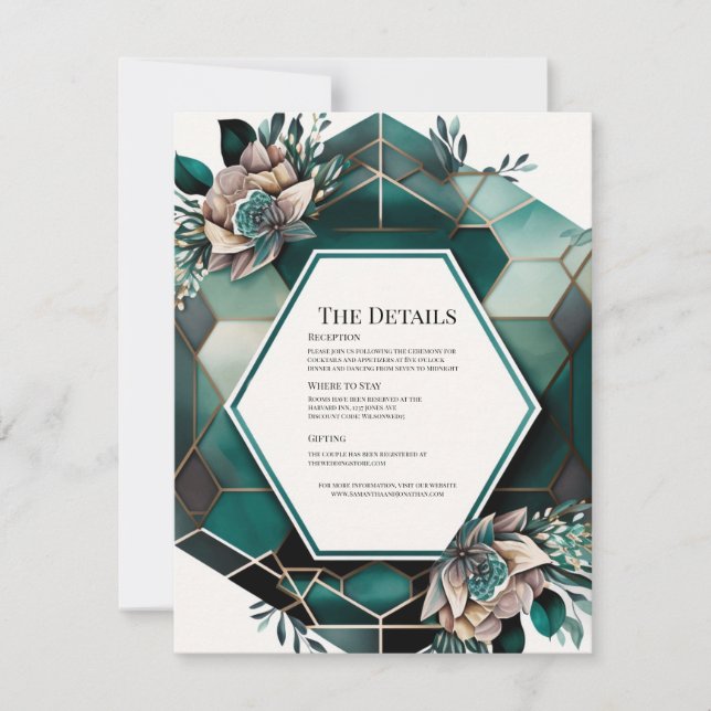 Modern Green Geometric Design Details Card (Front)