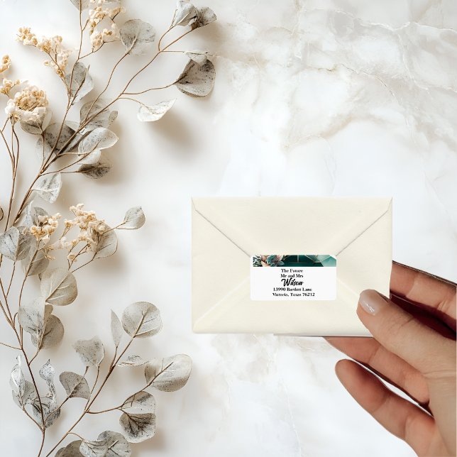 Modern Green Geometric Design Return Address Label (Creator Uploaded)