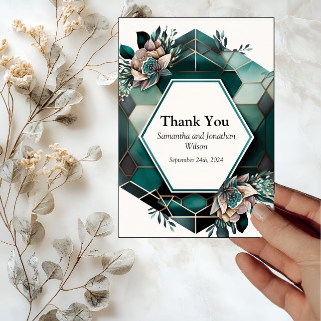 Modern Green Geometric Design Wedding Thank You (Creator Uploaded)