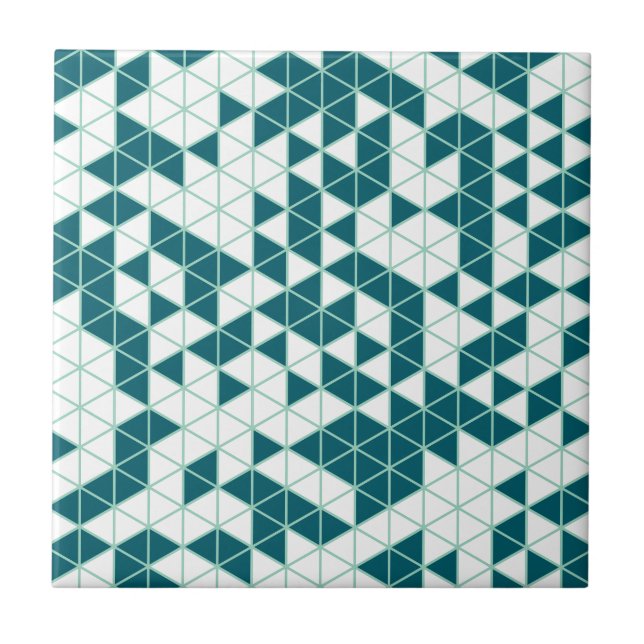 Modern Green Geometric Triangles Tile (Front)