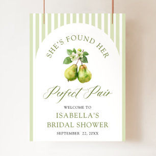 Modern Green Gingham Perfect Pair Bridal Shower Poster
