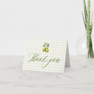 Modern Green Gingham Perfect Pair Bridal Shower Thank You Card