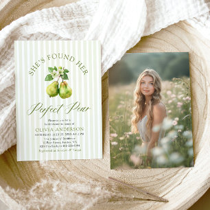 Modern Green Gingham Perfect Pear Bridal Shower Invitation