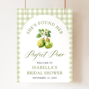 Modern Green Gingham Perfect Pear Bridal Shower Poster