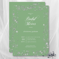 Modern Green Glam Diamond Frame Bridal Shower