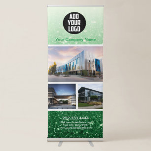 Modern Green Glitter trade show Retractable Banner